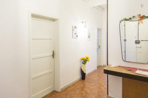 Large double bedroom in a 4-bedroom flat in the Bolognina district