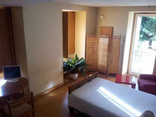 Double bedroom, with balcony in amazing house with garden