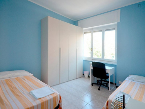 Bed in a twin bedroom in Navigli neighbourhood