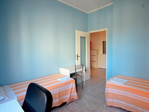 Bed in a twin bedroom in Navigli neighbourhood