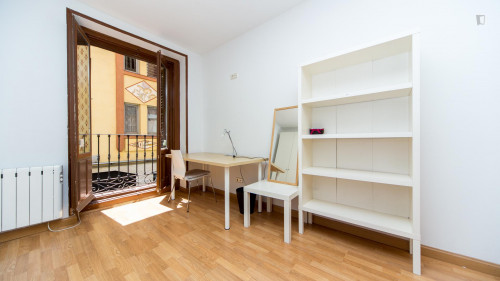 Single bedroom with a nice balcony view, in vibrant Embajadores